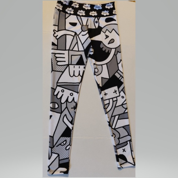 Society6 Women Fun Print Black /White Leggings, XS - Picture 2 of 8